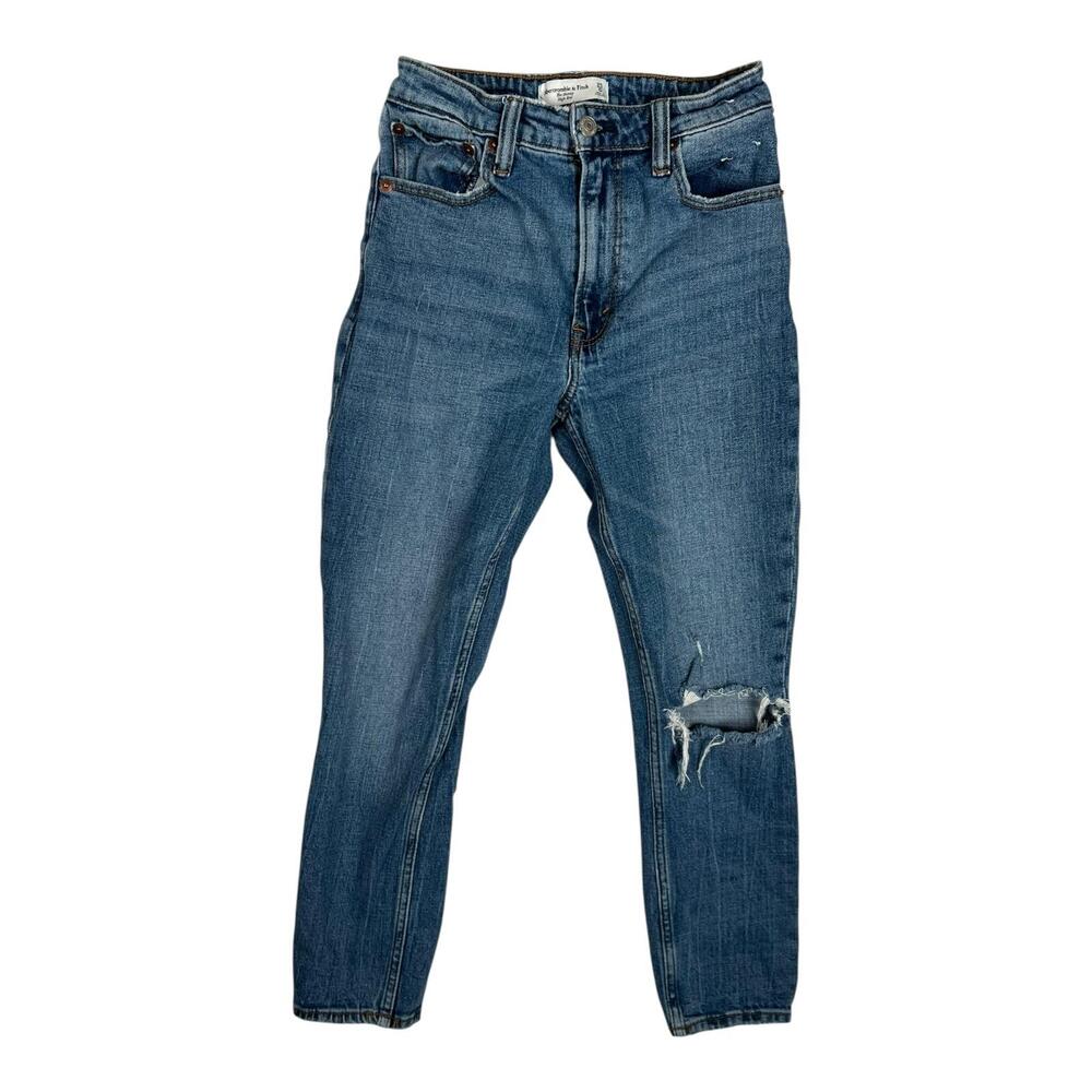 Abercrombie & Fitch Skinny High Rise Jeans Womens 25 0S Short Blue Distressed